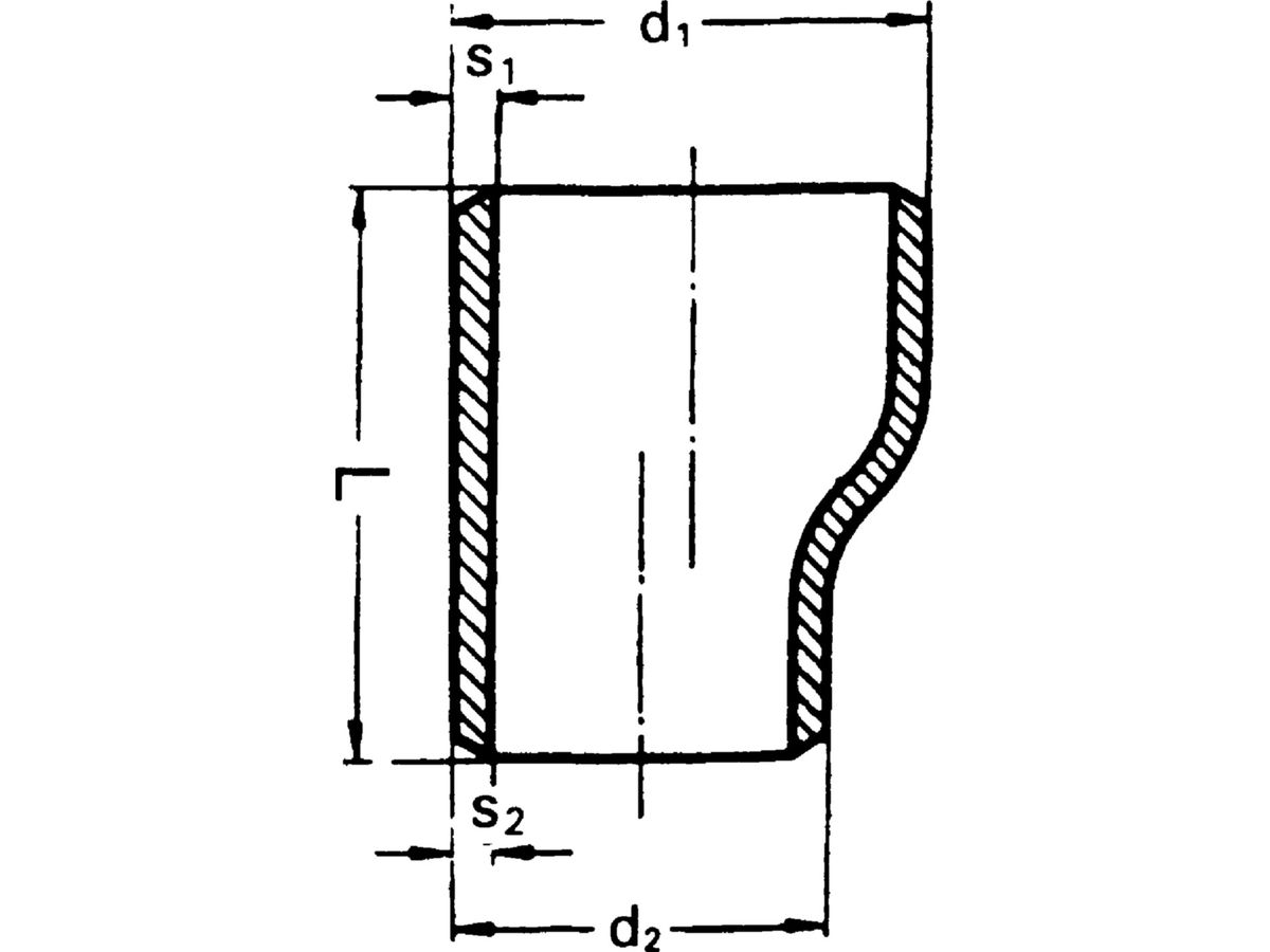 Schweissreduktion  76.1 x  42.4 mm - exzentrisch nahtlos EN 10253-2 P235GH
