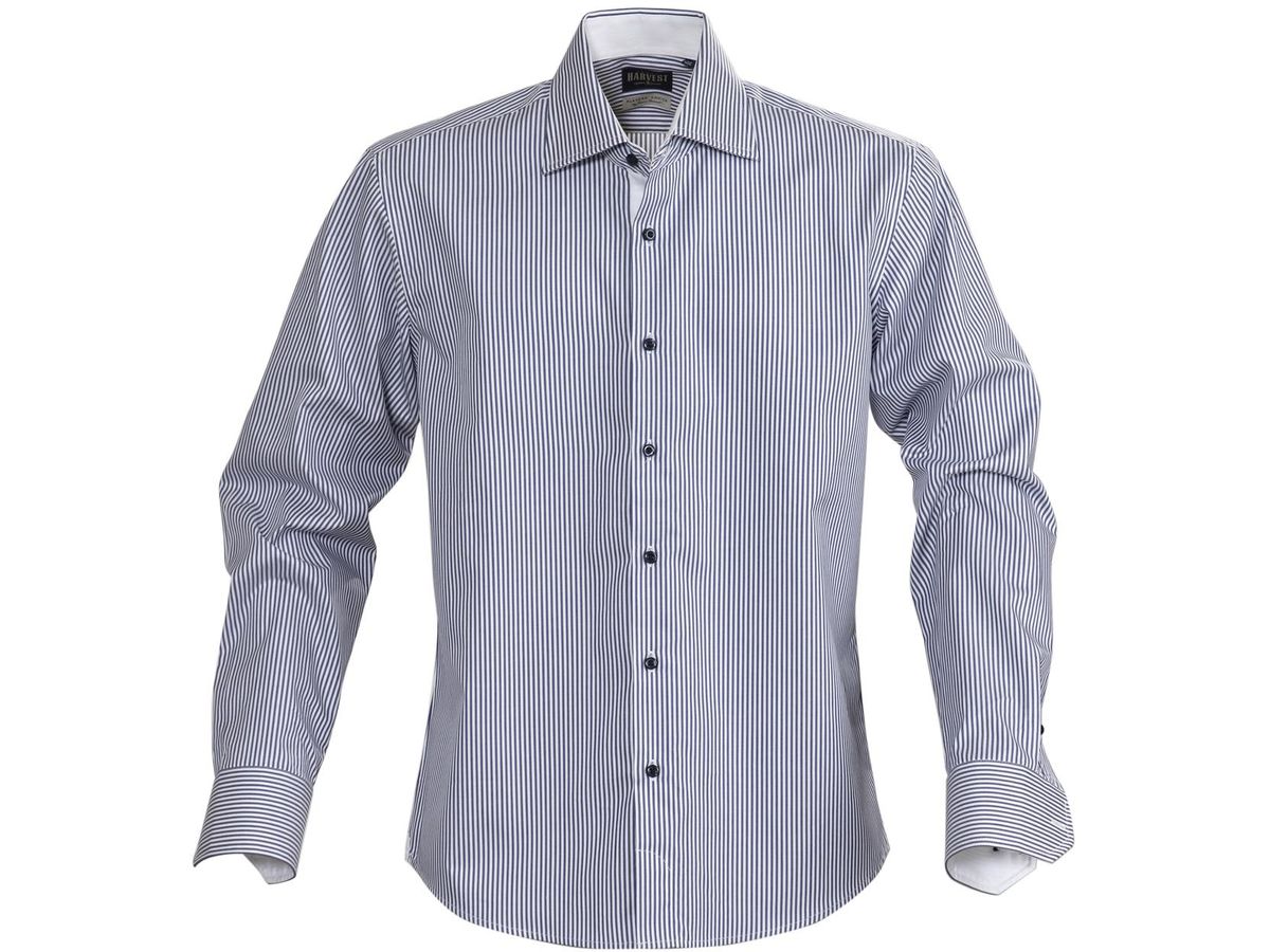 HARVEST RENO hochwertiges Herrenhemd L - marine, 100% gekämmte Baumwolle