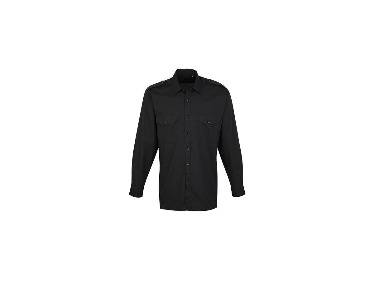 Pilot Shirt Longsleeve, Gr. 43 (17) - schwarz, 65% PES / 35% CO, 105 g/m2