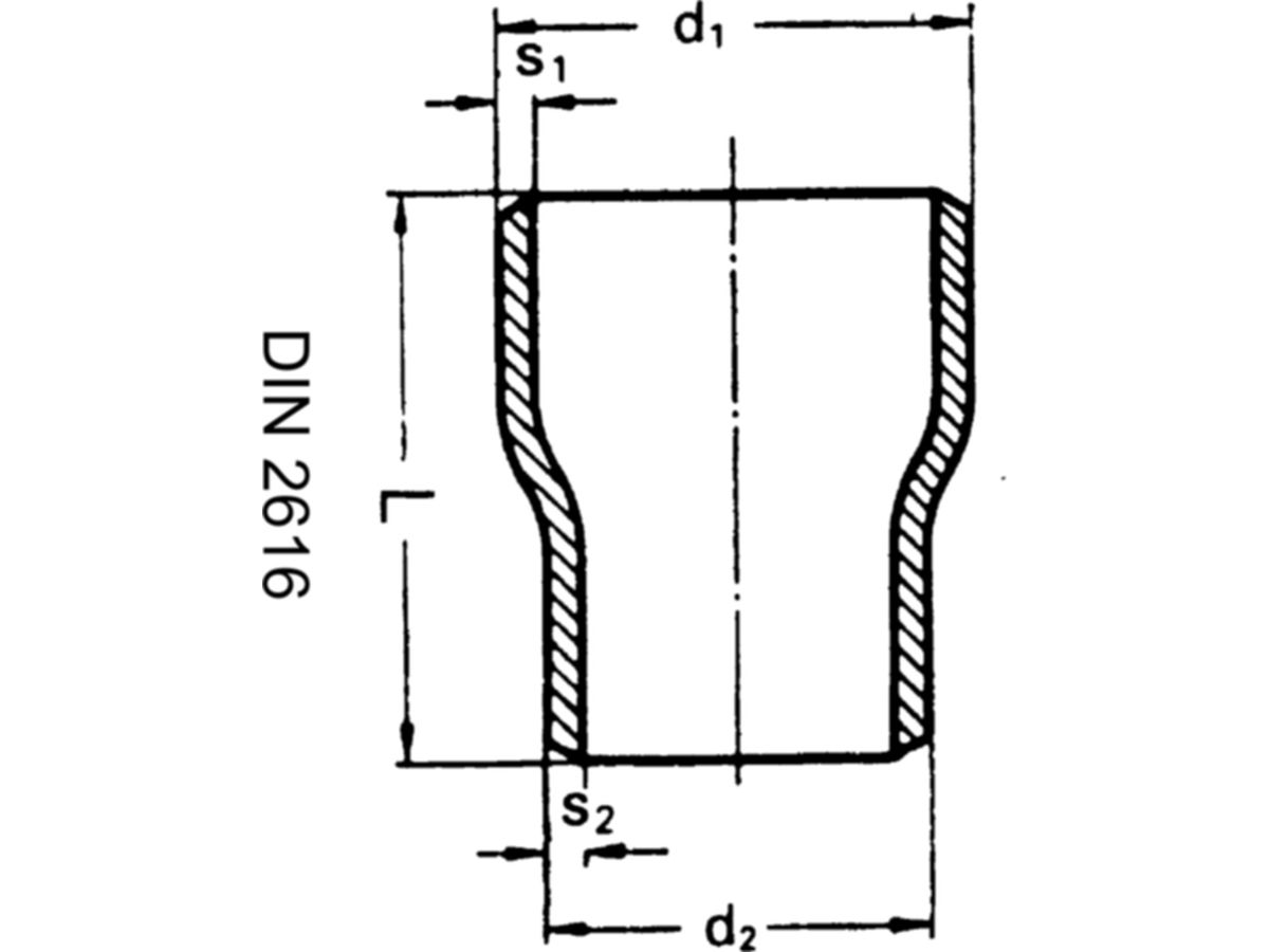 Schweissreduktion  76.1 x  42.4 mm - konzentrisch nahtlos EN10253-2 P235GH
