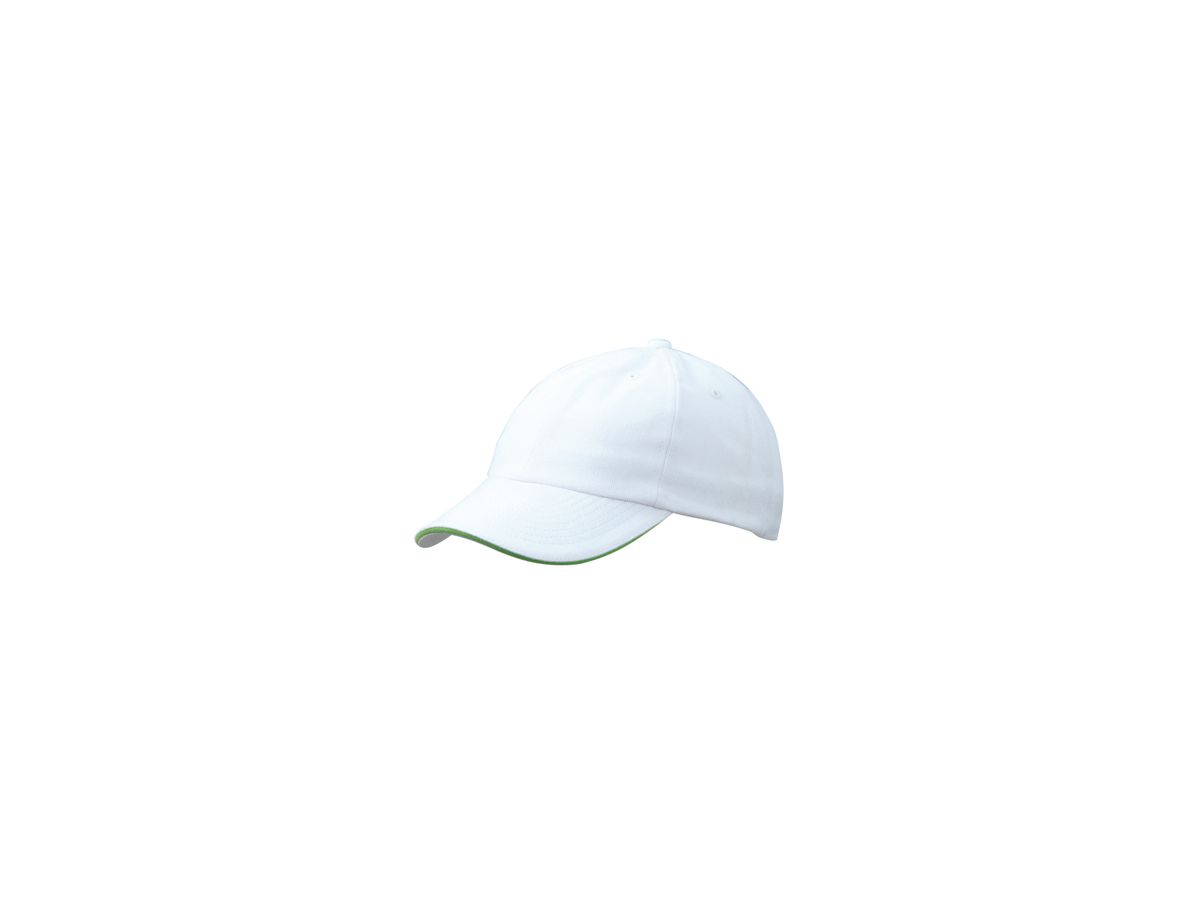 Myrtle Beach 6-Panel Raver Sandwich Cap - MB6112 White/Lime Green, One Size