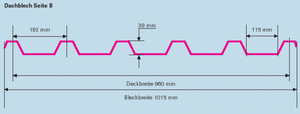 Profilstahlblech 39/960/0.70 mm Dach - erhältlich in div. Farben