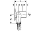 Geberit Mepla-Doppelanschlusswinkel - 26/26 90°, Rp 1/2"