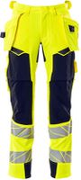 Hose mit Hängetaschen Stretch, Gr. 76C46 - hi-vis gelb/schwarzblau, 92% PES/8%EL