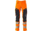 Hose mit Knietaschen, Stretch, Gr. 76C50 - hi-vis orange/schwarzblau, 92% PES/8%EL