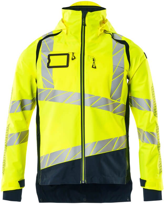 Hard Shell Jacke leichtes Futter Gr. 4XL - hi-vis gelb/schwarzblau, 100% PES