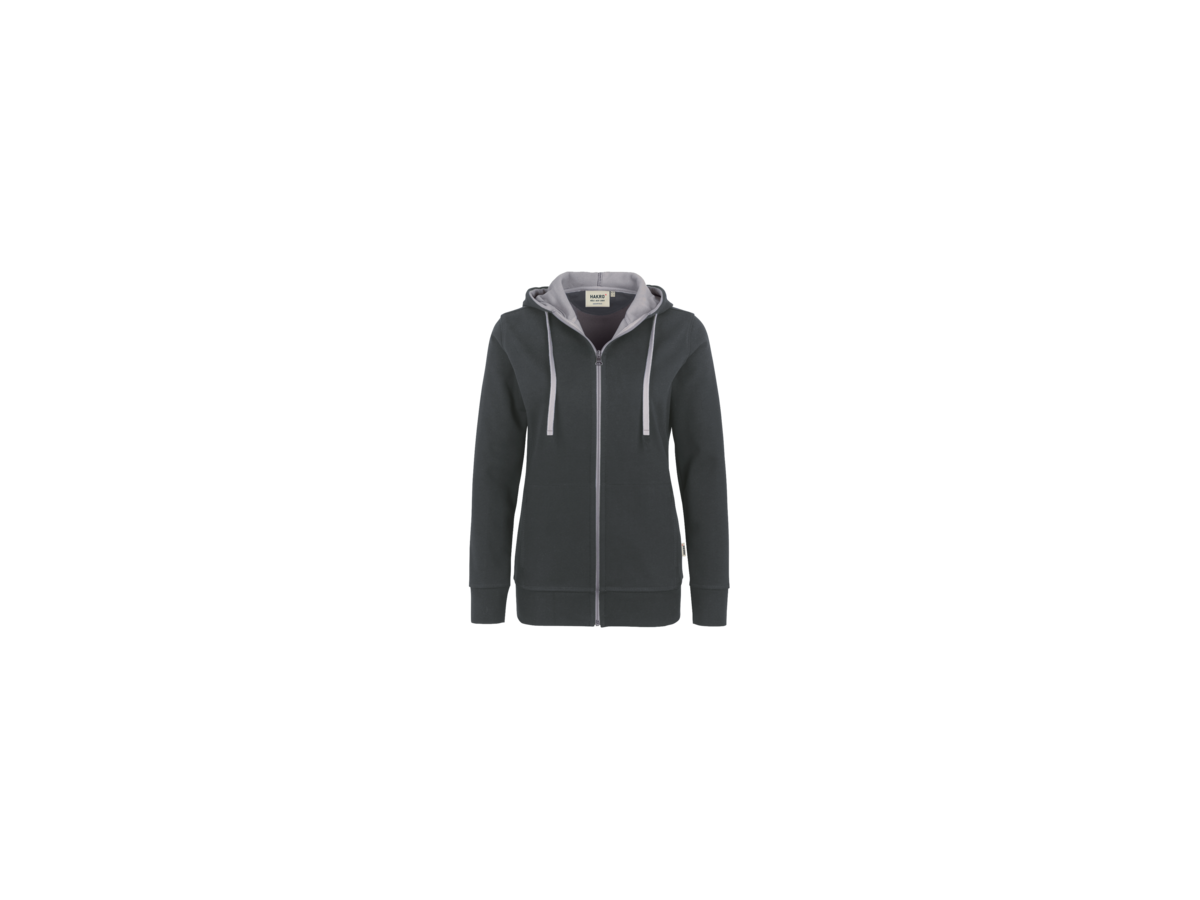 Damen-Kapuzenjacke Bonded S - anthrazit/silber, 75% PES/25% CO