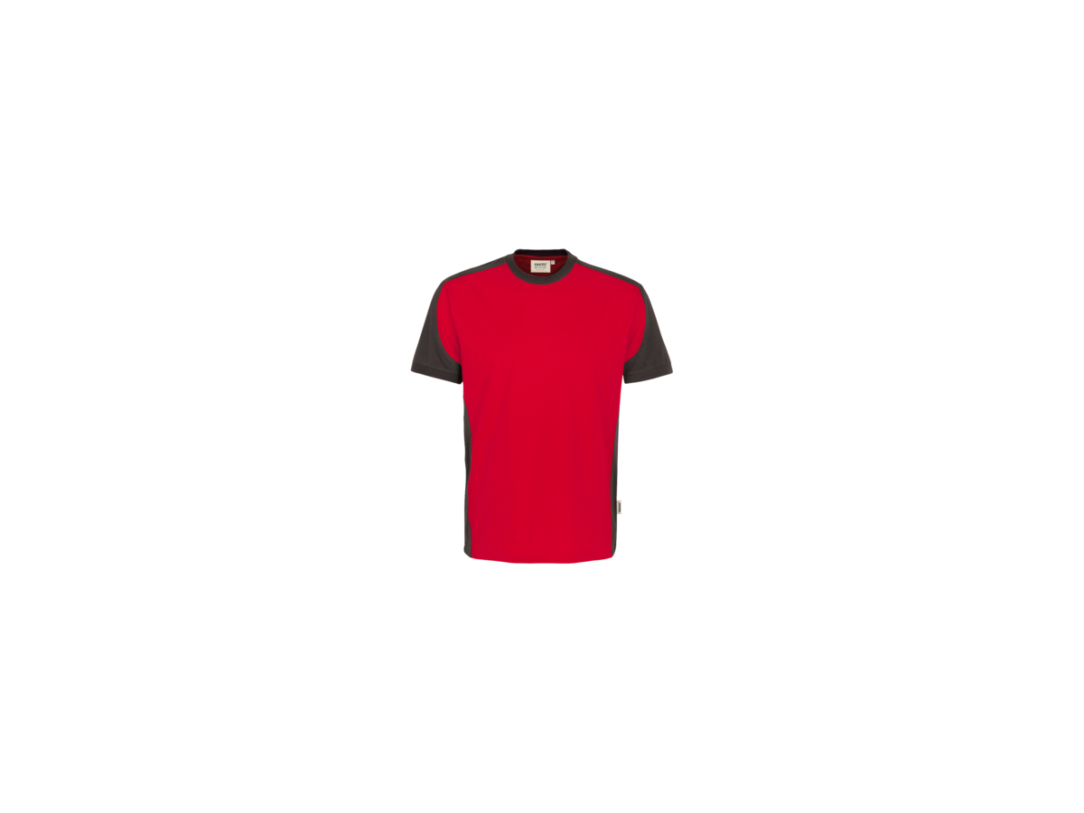 T-Shirt Contrast Perf. M rot/anthrazit - 50% Baumwolle, 50% Polyester