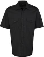 Pilot Shirt Shortsleeve, Gr. 38 (15) - schwarz, 65% PES / 35% CO, 105 g/m2