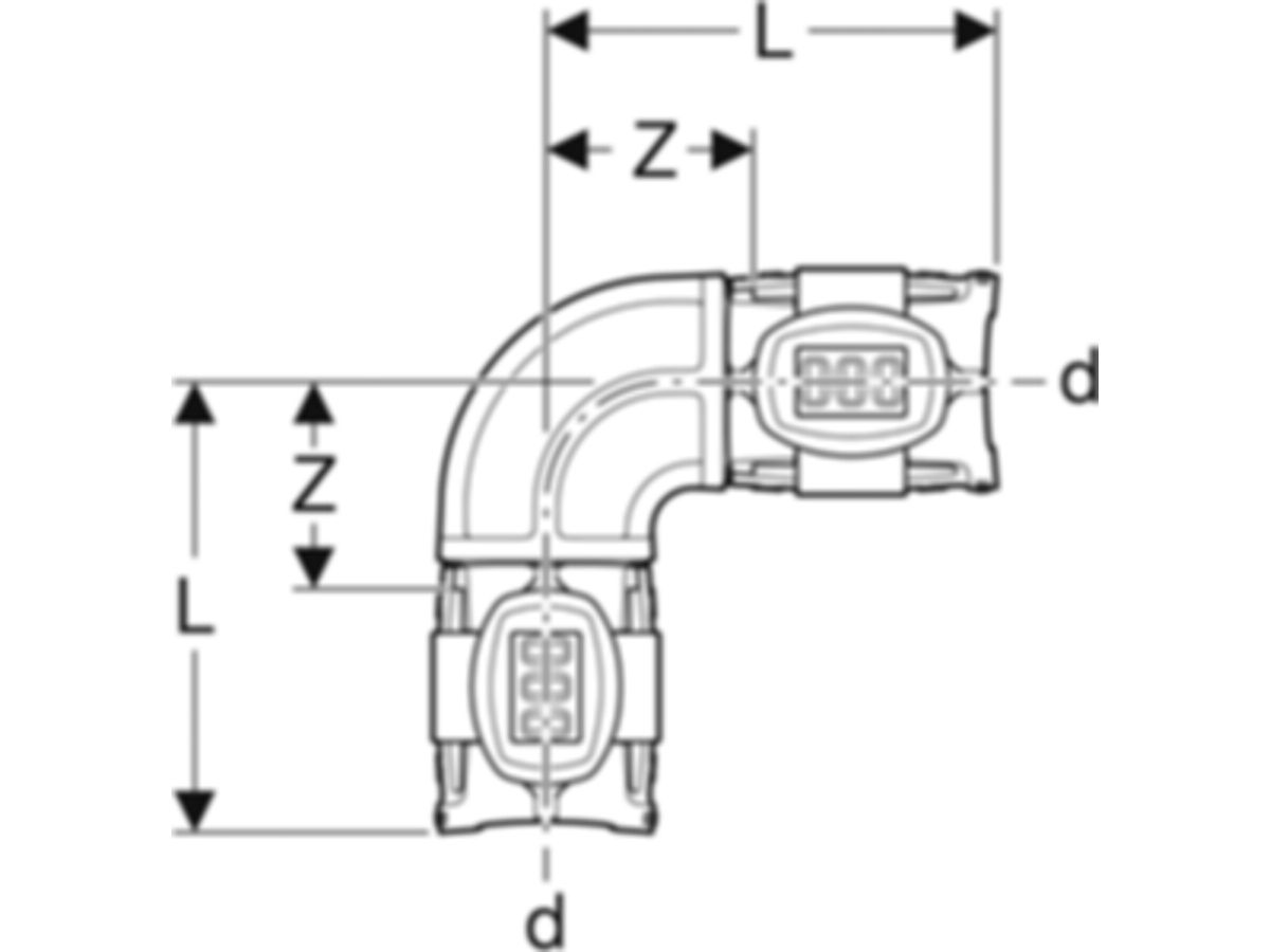 Bogen 90° - GEBERIT FlowFit d Ø 16 mm