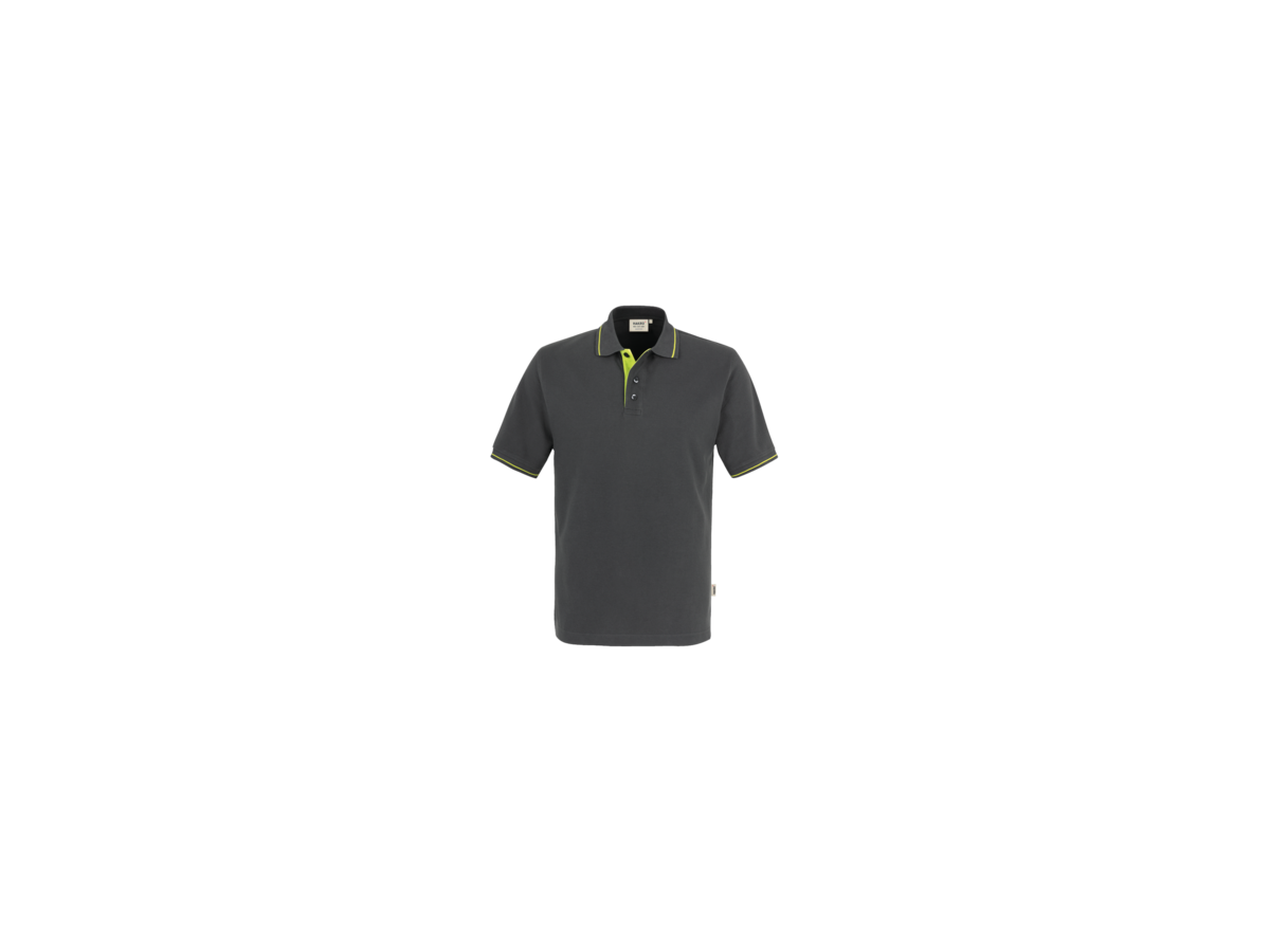 Poloshirt Casual Gr. L, anthrazit/kiwi - 100% Baumwolle