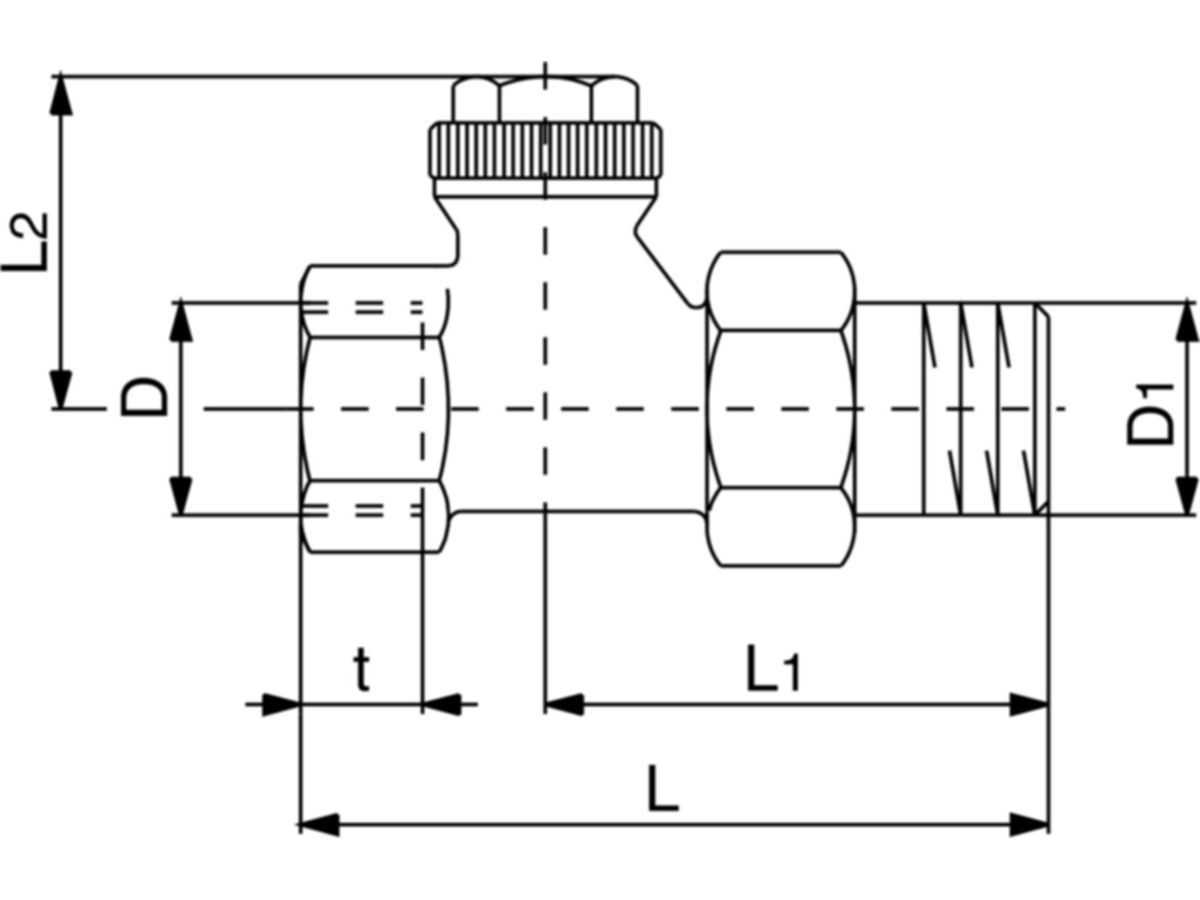 Verschraubung "Combi 3" Durchgang IG - Messing vernickelt