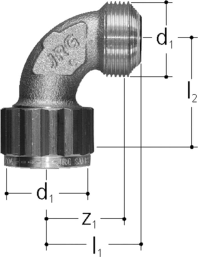 Sanipex Bogen 90° - mit loser Mutter und O-Ring-Dichtung