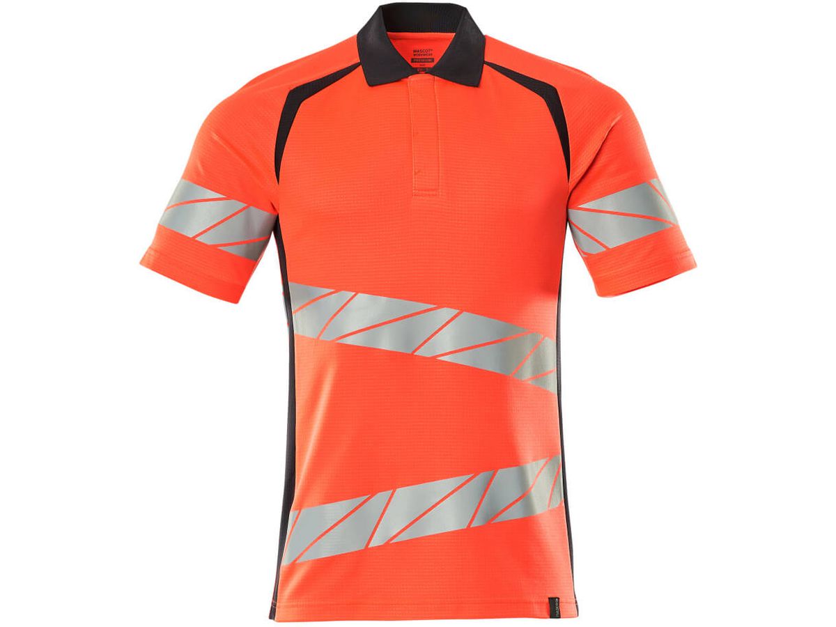 Polo-Shirt fluoreszierend, Gr. 2XLONE - hi-vis rot/schwarzblau