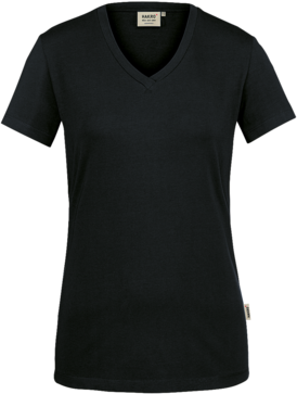 Damen-V-Shirt Stretch Gr. M, schwarz - 95% Baumwolle, 5% Elasthan, 170 g/m²