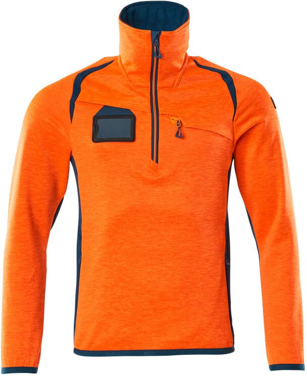 Fleecepullover mit Reissverschluss kurz - 94% PES / 6% EL, 260 g/m²