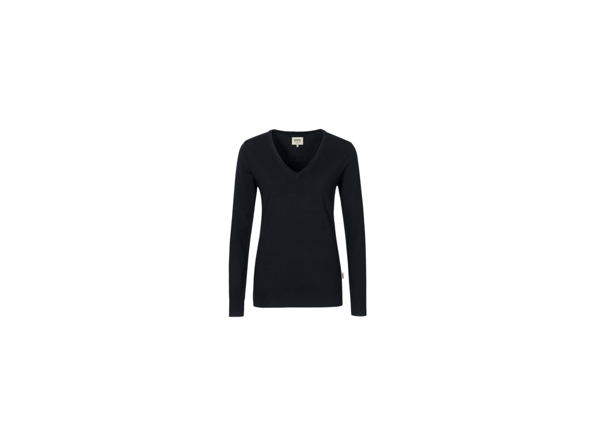 Damen-V-Pullover Merino Wool XL schwarz - 100% Merinowolle