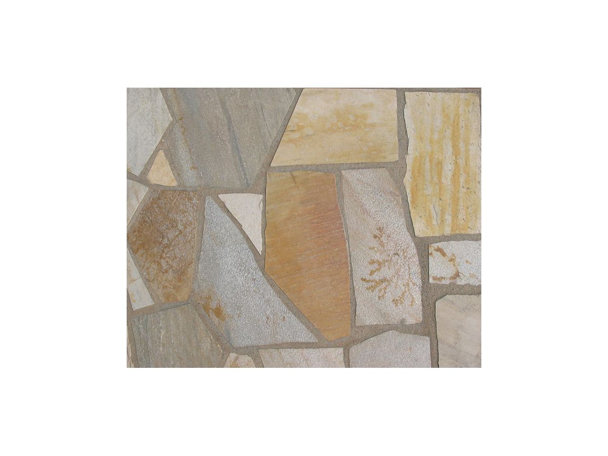 Quarzit Mosaikplatten 2.5-3.5 cm - Brasil Quarzit gelb, OF bruchroh
