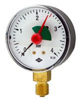 Heizungs-Manometer Anschl. unten 0-4 bar - rote Marke bei 2,5 bar Zeiger verstellb.