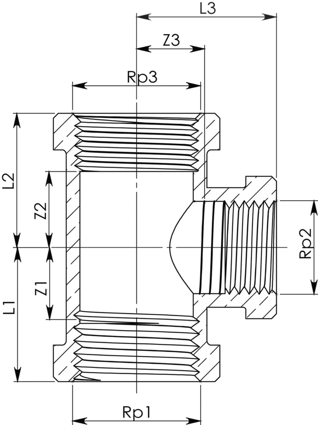 T-Stück reduziert Rotguss