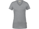 Damen-V-Shirt Stretch S grau meliert - 80% Baumw. 15% Visk. 5% Elast. 170 g/m²