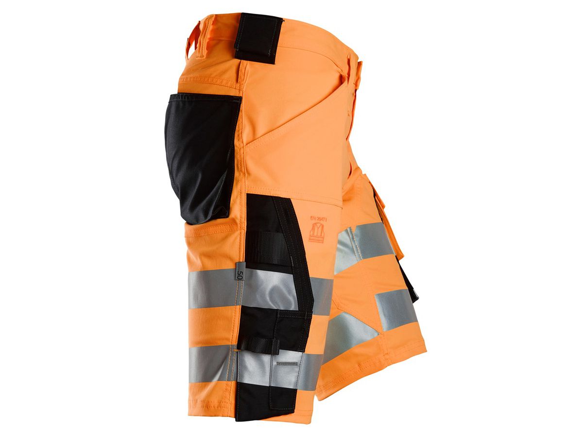 Snickers HighVis Stretch Shorts, Gr. 64 - signalorange-schwarz, Slim Fit, CL1