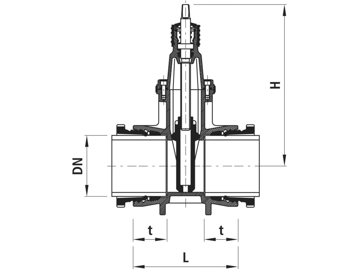 Schraubmuffenschieber Hawle, PN 16