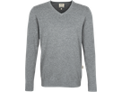 V-Pullover Premium-Cotton S grau meliert - 100% Baumwolle