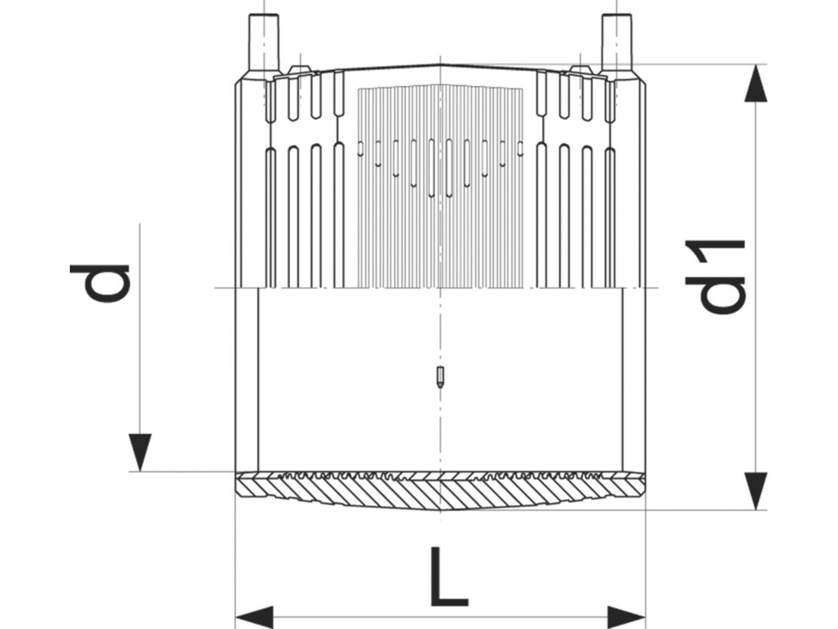 Schweissmuffe PE100 S-5 SDR 11 ELGEF - 5 bar Gas / 16 bar Wasser