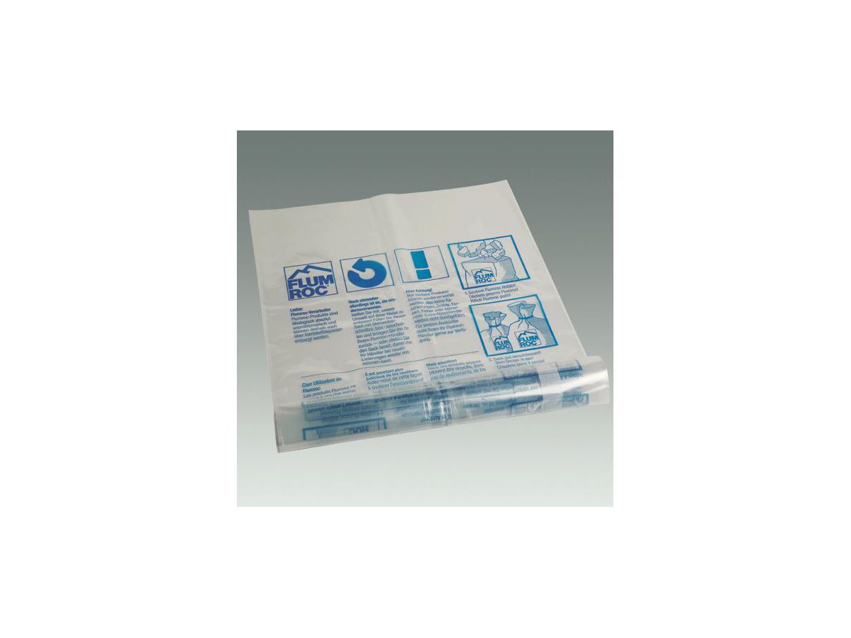 Recycling-Plastiksack für Flumroc - 200 Lit. / Rolle à 10 Säcke