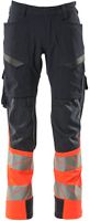 Hose mit Schenkeltaschen, Gr. 76C46 - schwarzblau/hi-vis rot
