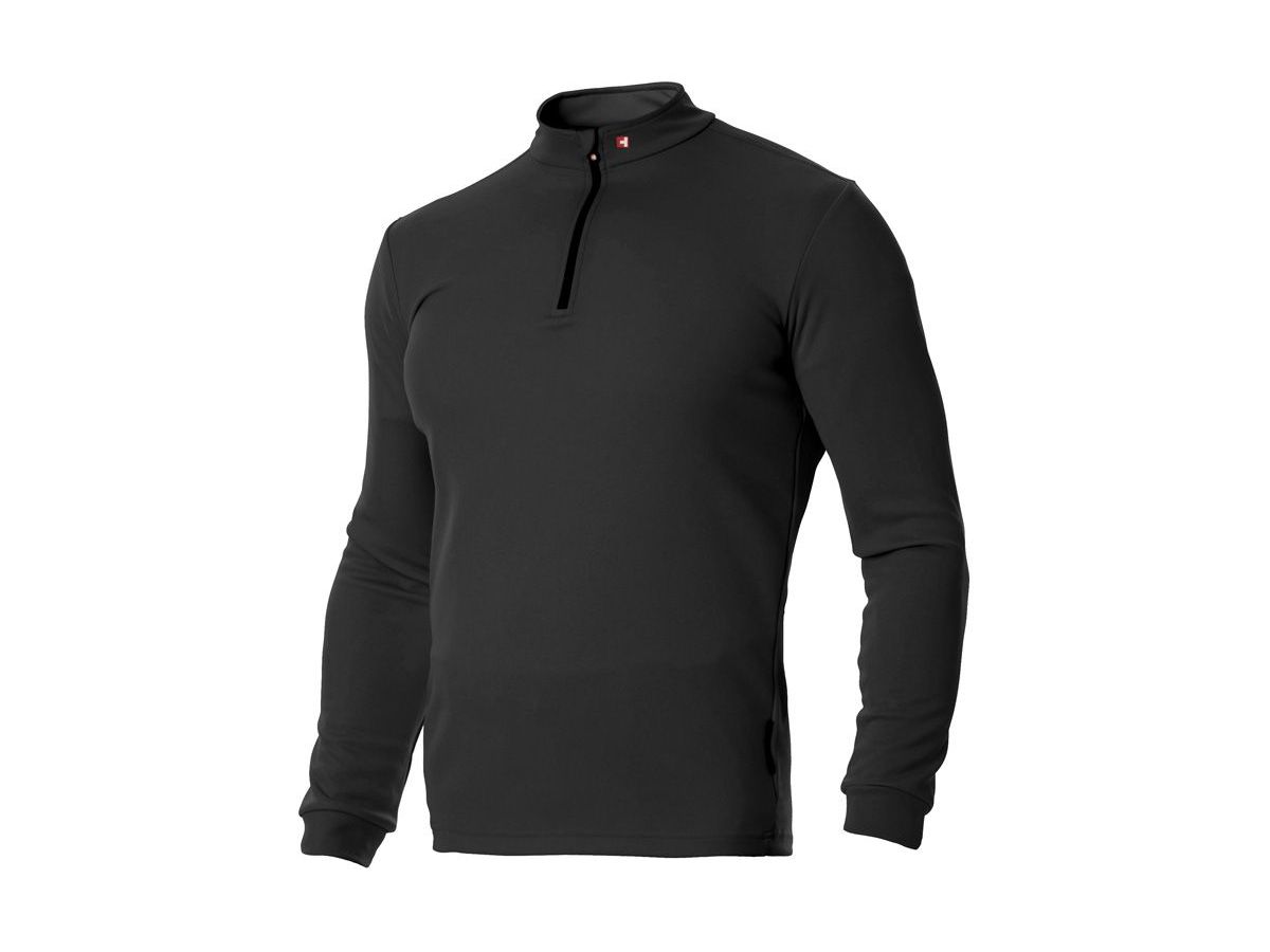 Roll-Shirt zip unisex schwarz Gr. S - 70% PES / 30% PBT, langarm, Stehkragen