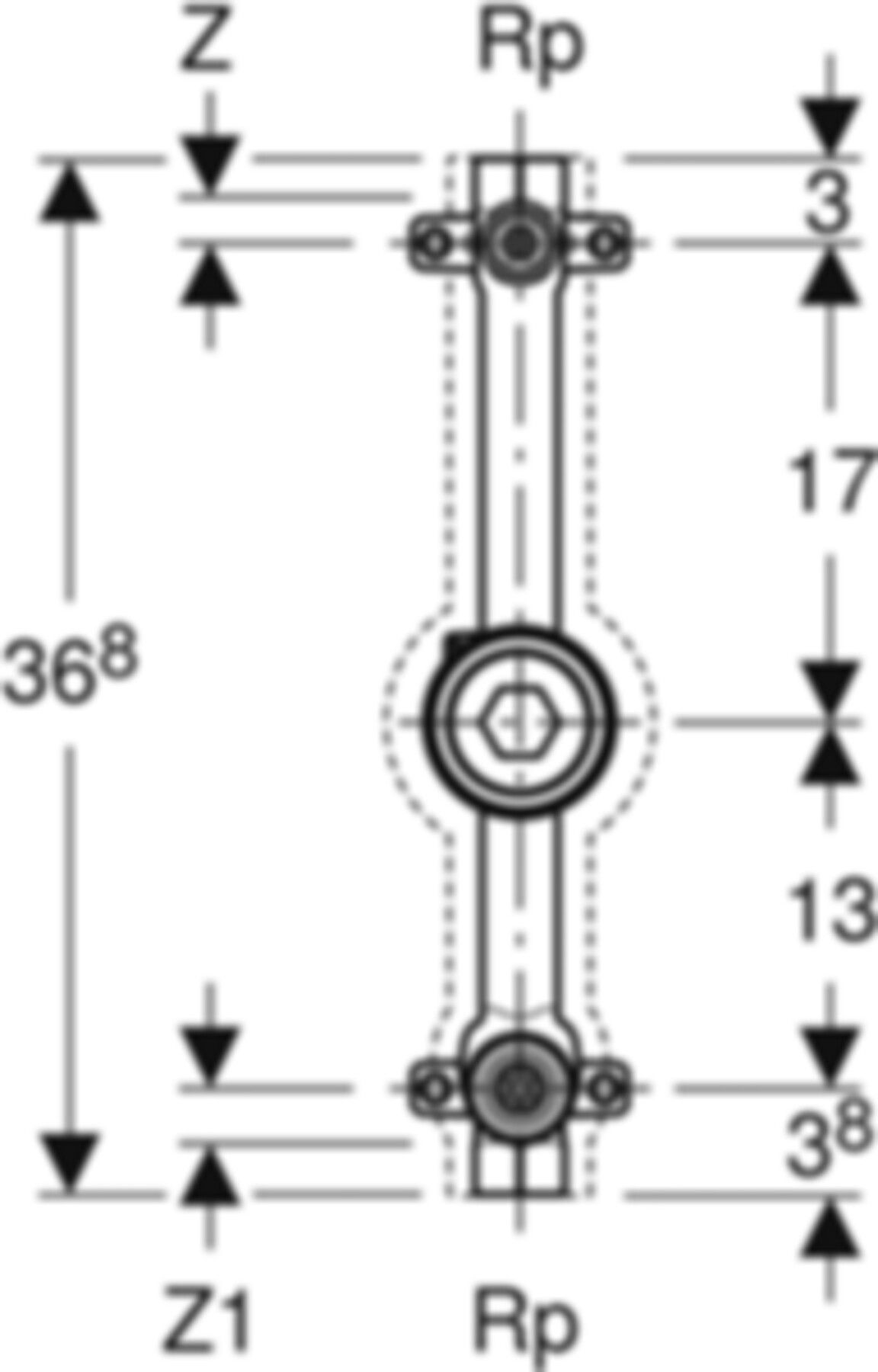 Geberit Wasserstrecke Rp 3/4" - mit Unterputzabsperrventil JRG LegioStop