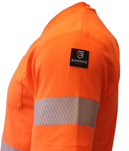 Bormio Säntis T-Shirt, Kurzarm UPF 40 - leuchtorange, mit Reflexstreifen