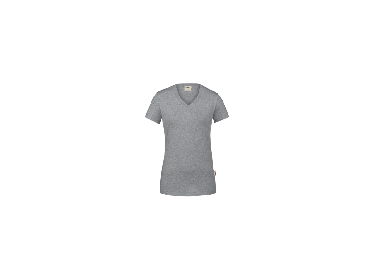 Damen-V-Shirt Stretch S grau meliert - 80% Baumw. 15% Visk. 5% Elast. 170 g/m²