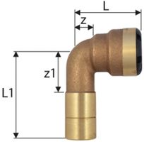 sudoFIT-Bogen 90° egal - innen - aussen m. Einsteckende