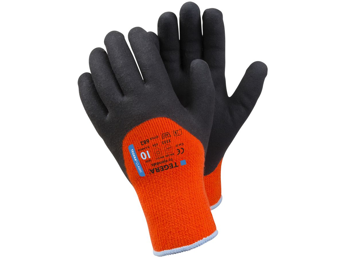 TEGERA 682 Winterhandschuh Grösse 10 - 3/4 beschichtet, neonorange/schwarz