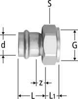 Optipress-Inox-Verschraubung - mit Innengewinde und Pressmuffe