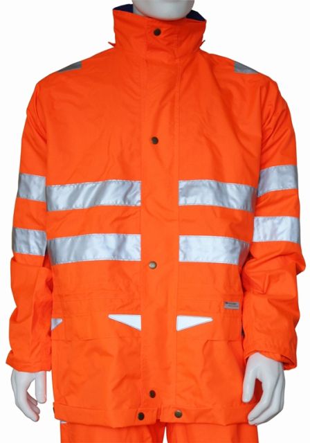 Smantex-Regenjacke mit 3M Reflexstreifen - leuchtorange, 100% Polyester