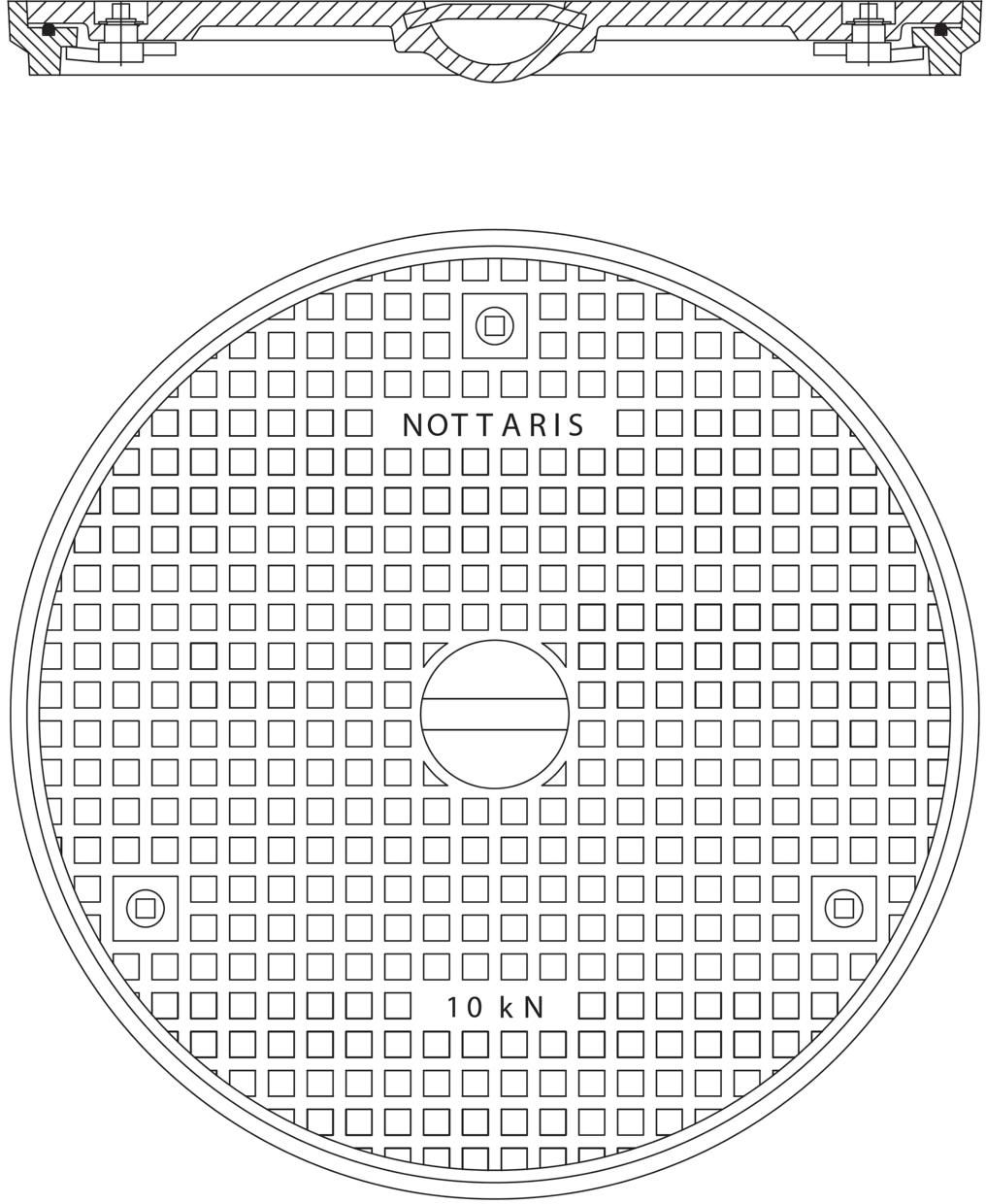 Schachtabdeckung Fig. 26R, 10kN - Handgriff/Uni-Griff, Riegelverschluss
