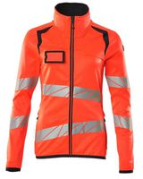 Damen Fleecepullover Reissvers. Gr. 2XL - hi-vis rot/schwarzblau, 94%PES/6% EL