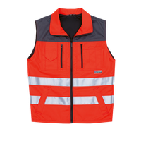 Warnschutz-Gilet - Leuchtrot/graues mit Reflexstreifen