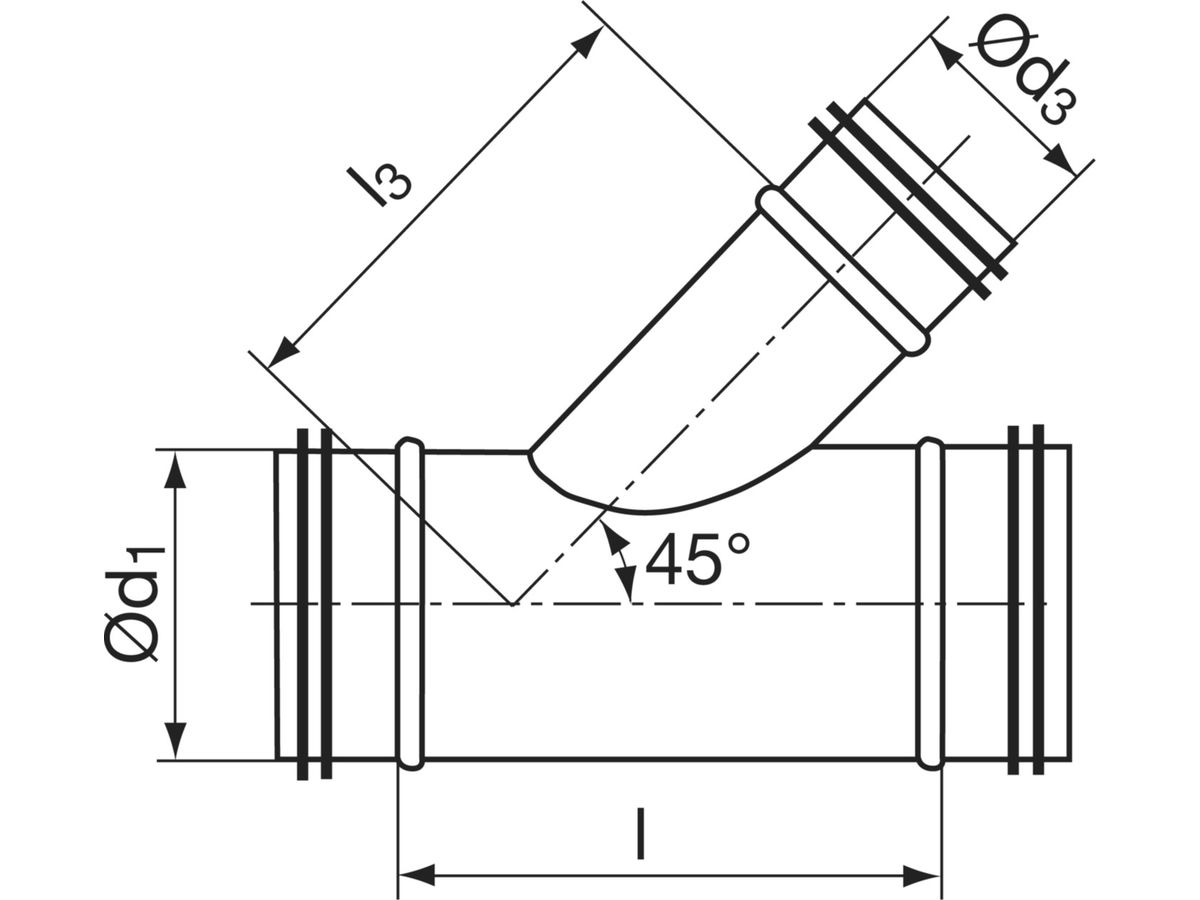 Spiralrohr-Abzweiger 45° 150mm - TVU45