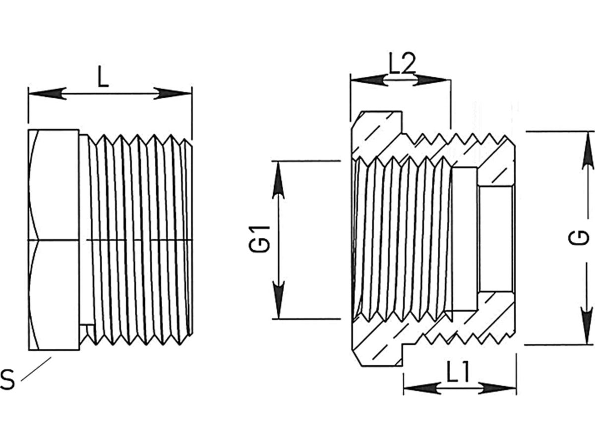 Reduzierstück flachd. AG/IG 3/4"-1/2" - Messing
