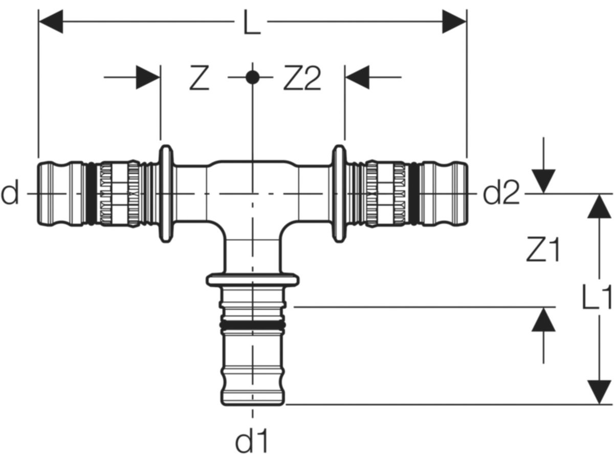 Geberit Mepla-T-Stück   16-16-MF20 - Meplafix