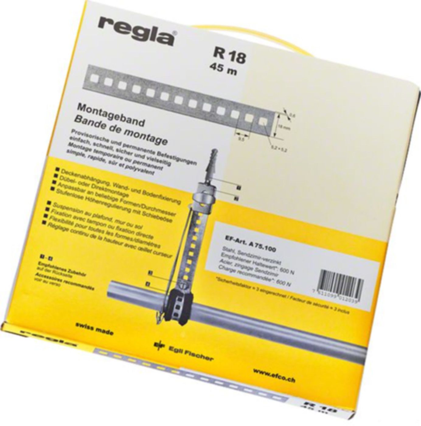 Lochband REGLA A75.100, 18 x 0.6 mm - verzinkt R 18, Rolle à 45 m