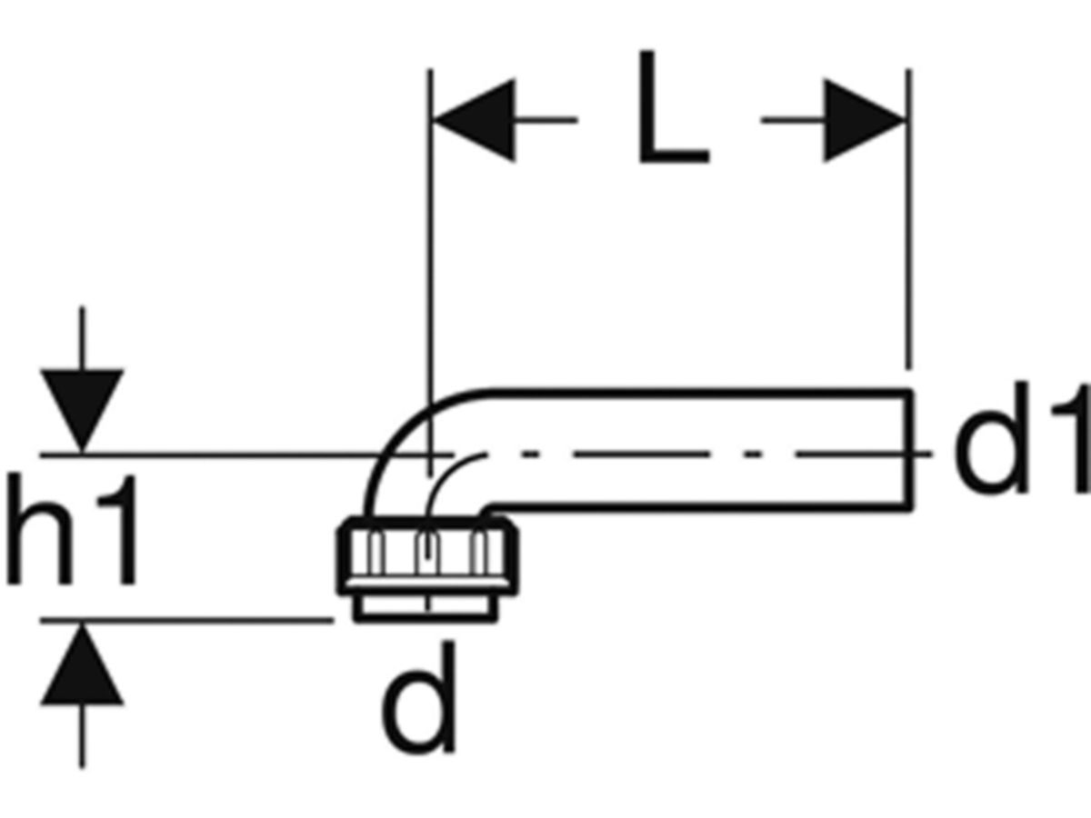 Geberit PE Anschlussbogen für Sifon - flacher Dichtungsrand; Innengewinde