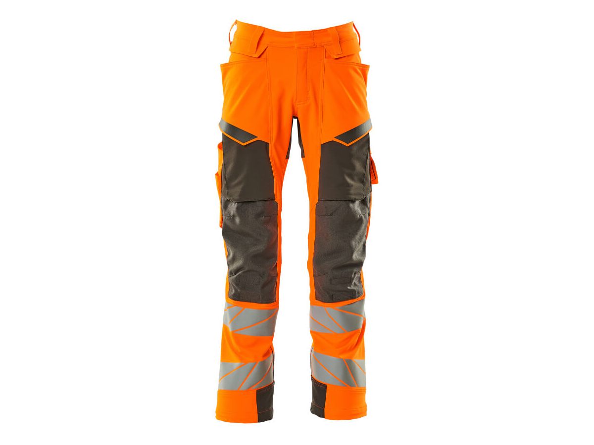 Hose mit Knietaschen, Stretch, Gr. 76C56 - hi-vis orange/dunkelanthrazit