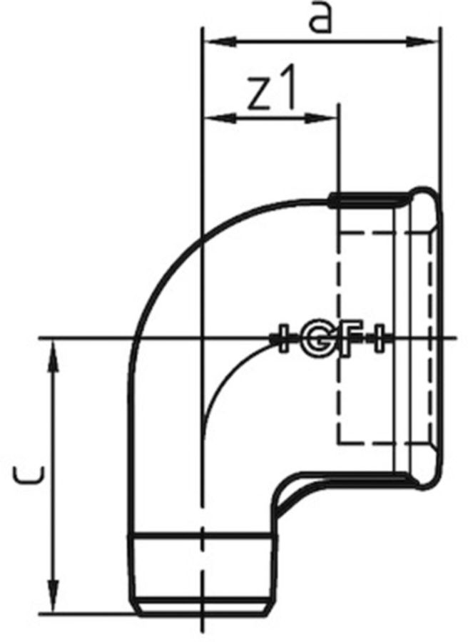 Winkel +GF+ 92 verzinkt - Innengewinde reduziert