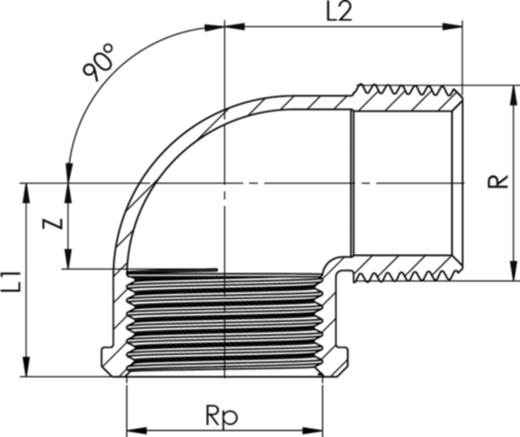 Winkel Rotguss 90° mit Aussengewinde